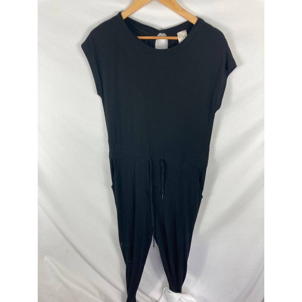 Kaileigh Black Cap Sleeve Tie Waist Jumpsuit Size Small